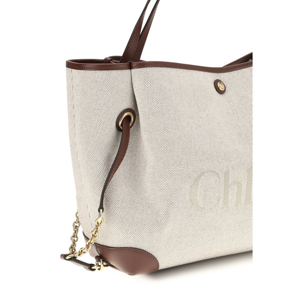 Clover Tote Bag in Canvas with Leather Trim