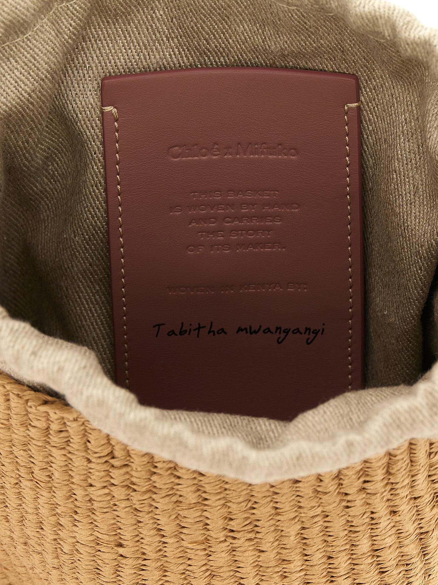 Woody Small Basket Bag with Logo Webbing in Beige Nougat