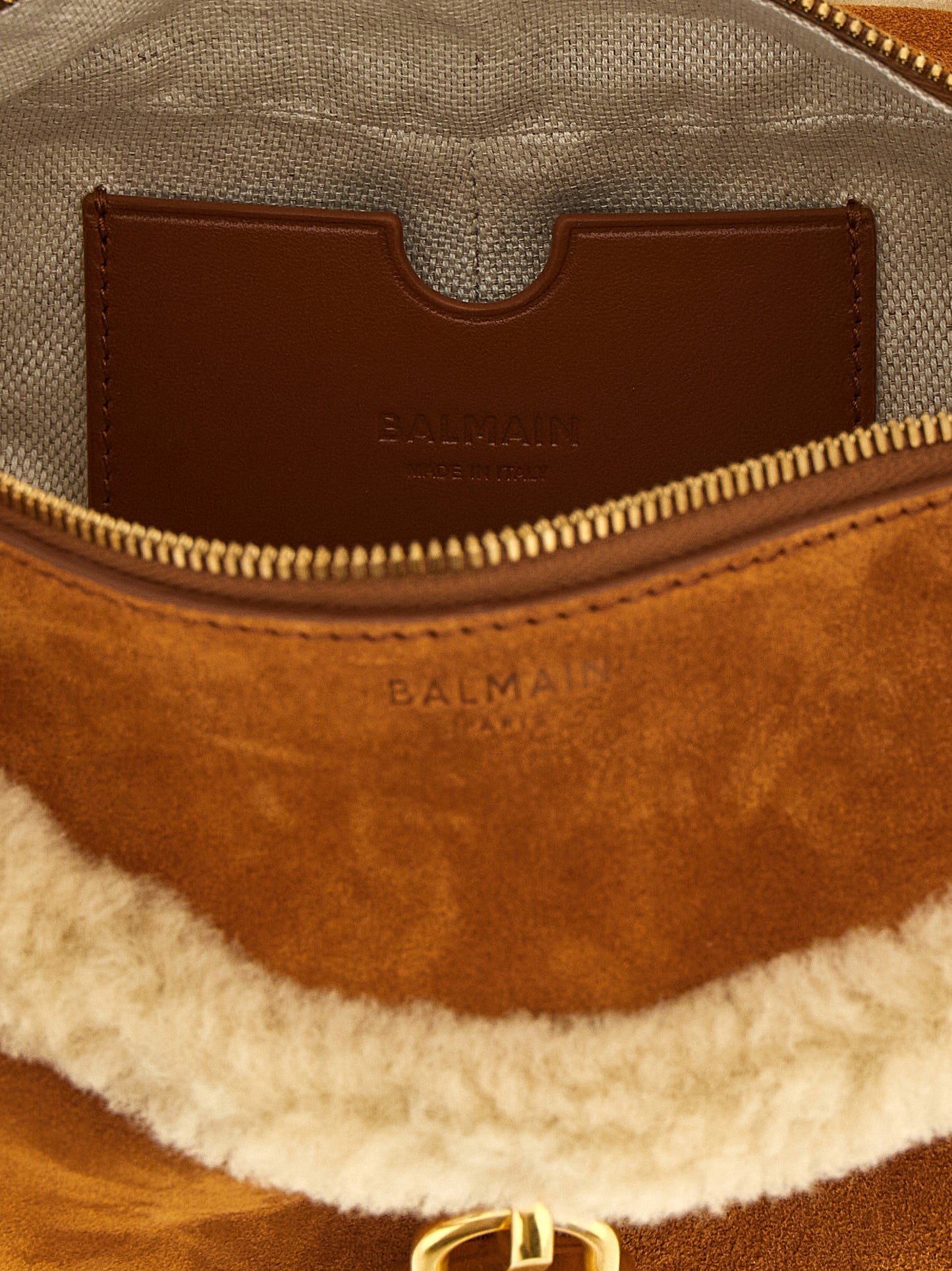 Pulse Shoulder Bag in Suede with Shearling Trim