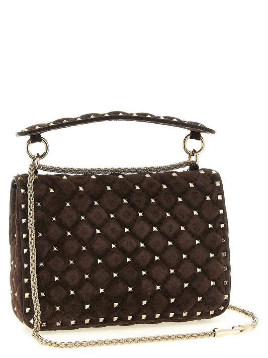 Rockstud Spike Quilted Shoulder Bag in Suede