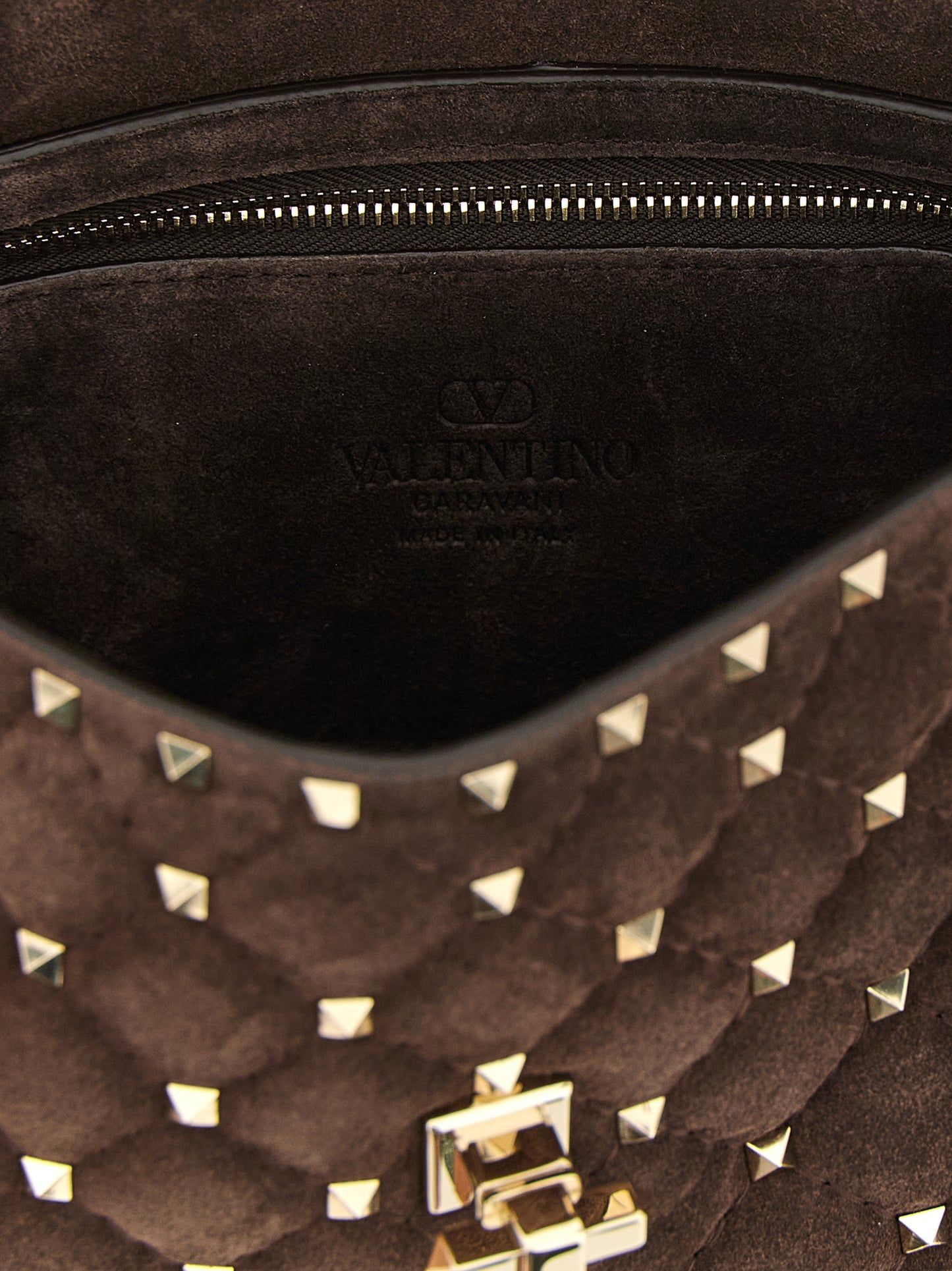 Rockstud Spike Quilted Shoulder Bag in Suede