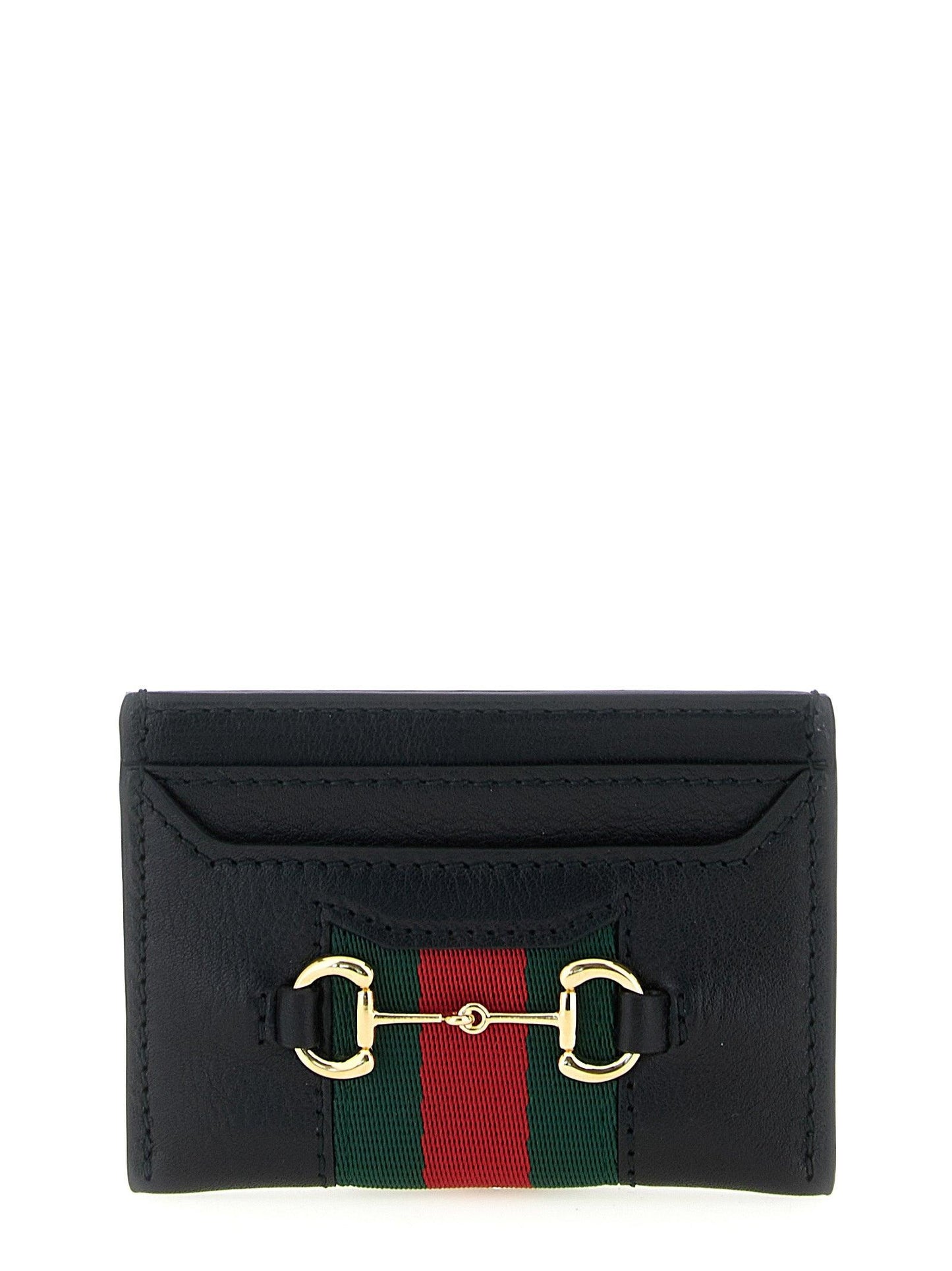 Horsebit Web Card Case in Leather