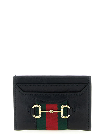 Horsebit Web Card Case in Leather