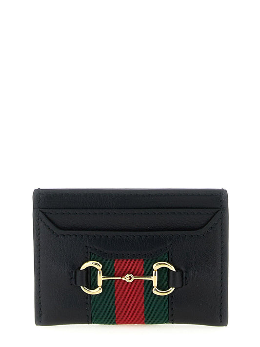 Horsebit Web Card Case in Leather