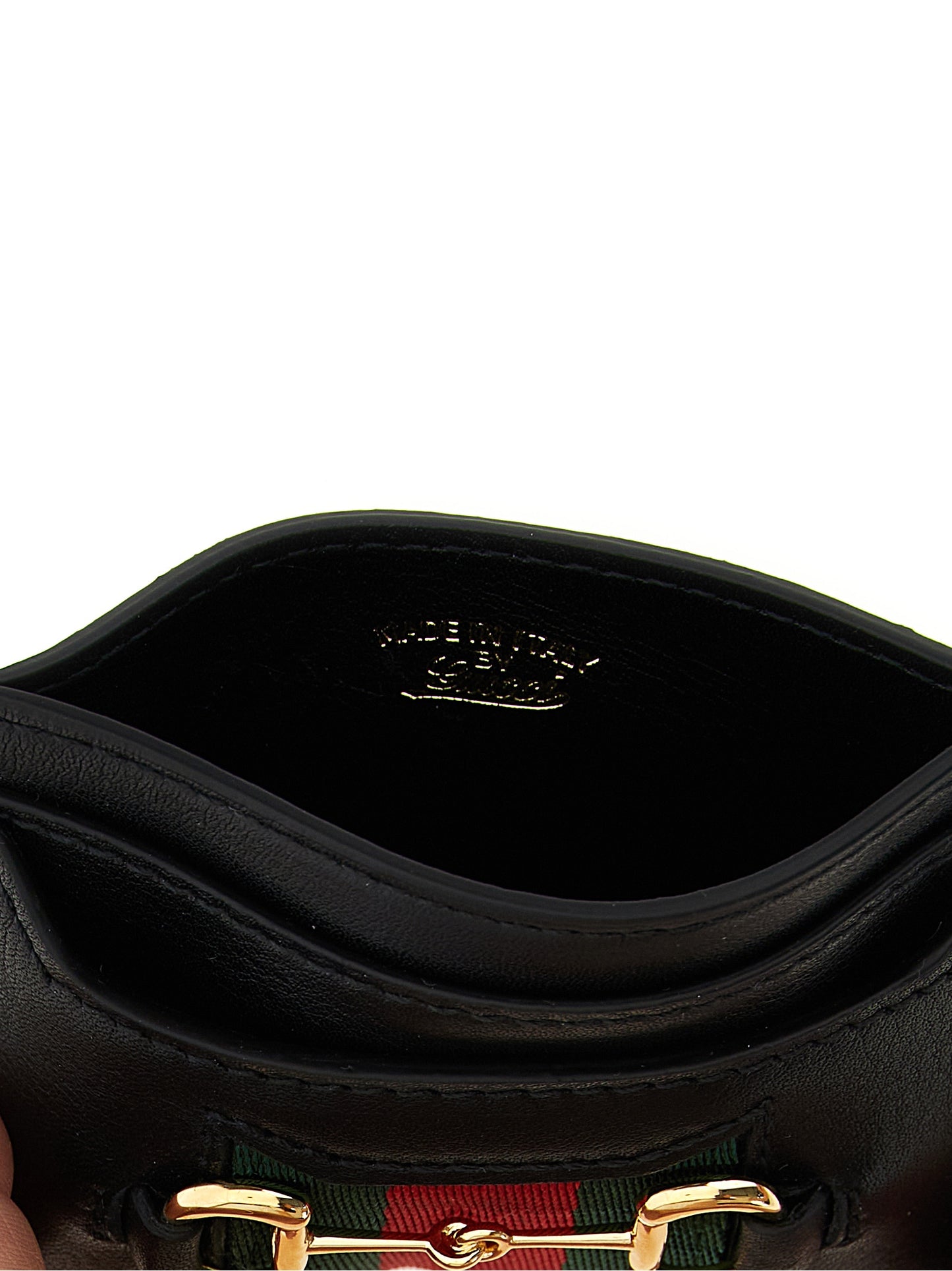 Horsebit Web Card Case in Leather