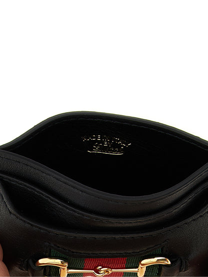 Horsebit Web Card Case in Leather