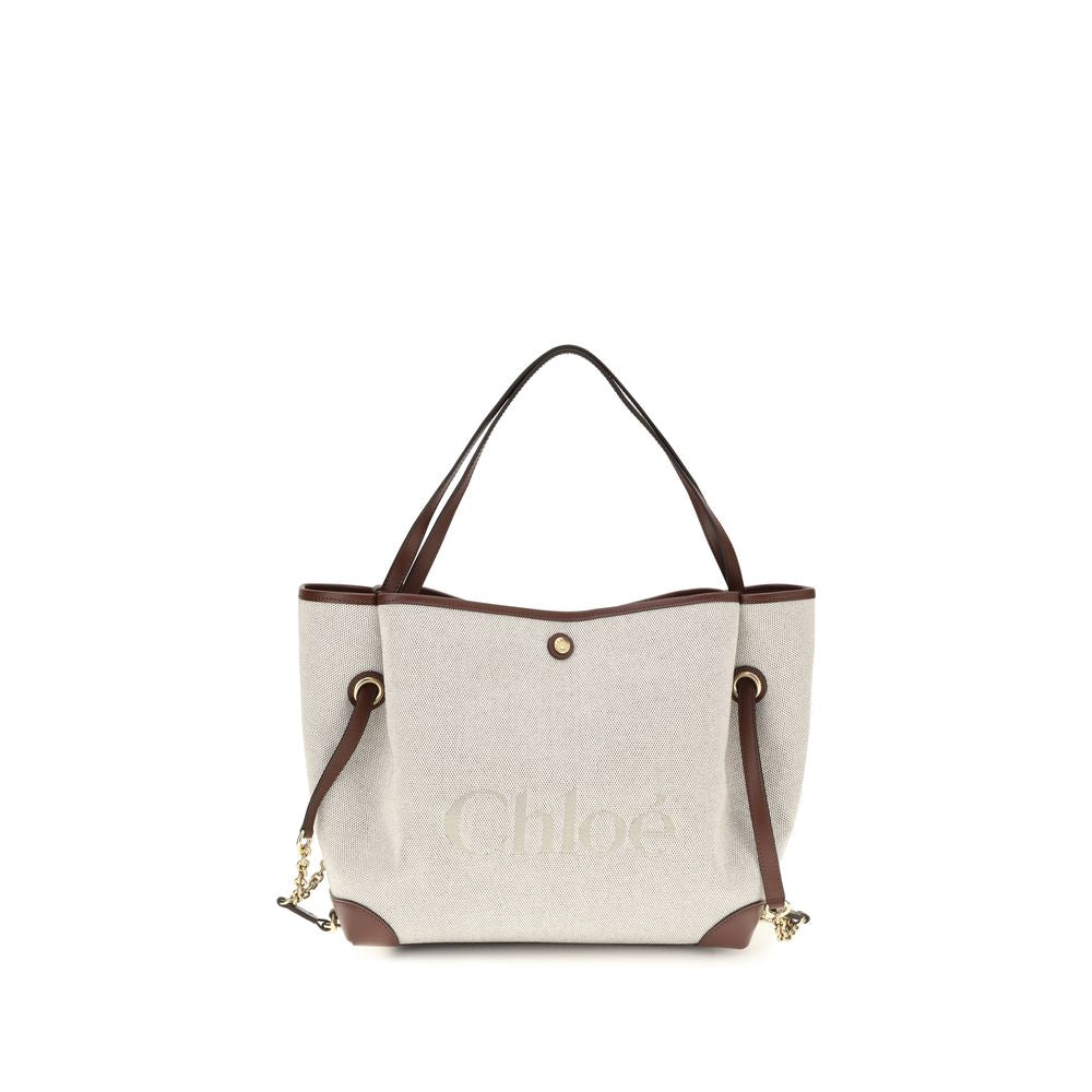 Clover Tote Bag in Canvas with Leather Trim