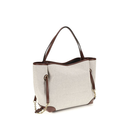 Clover Tote Bag in Canvas with Leather Trim