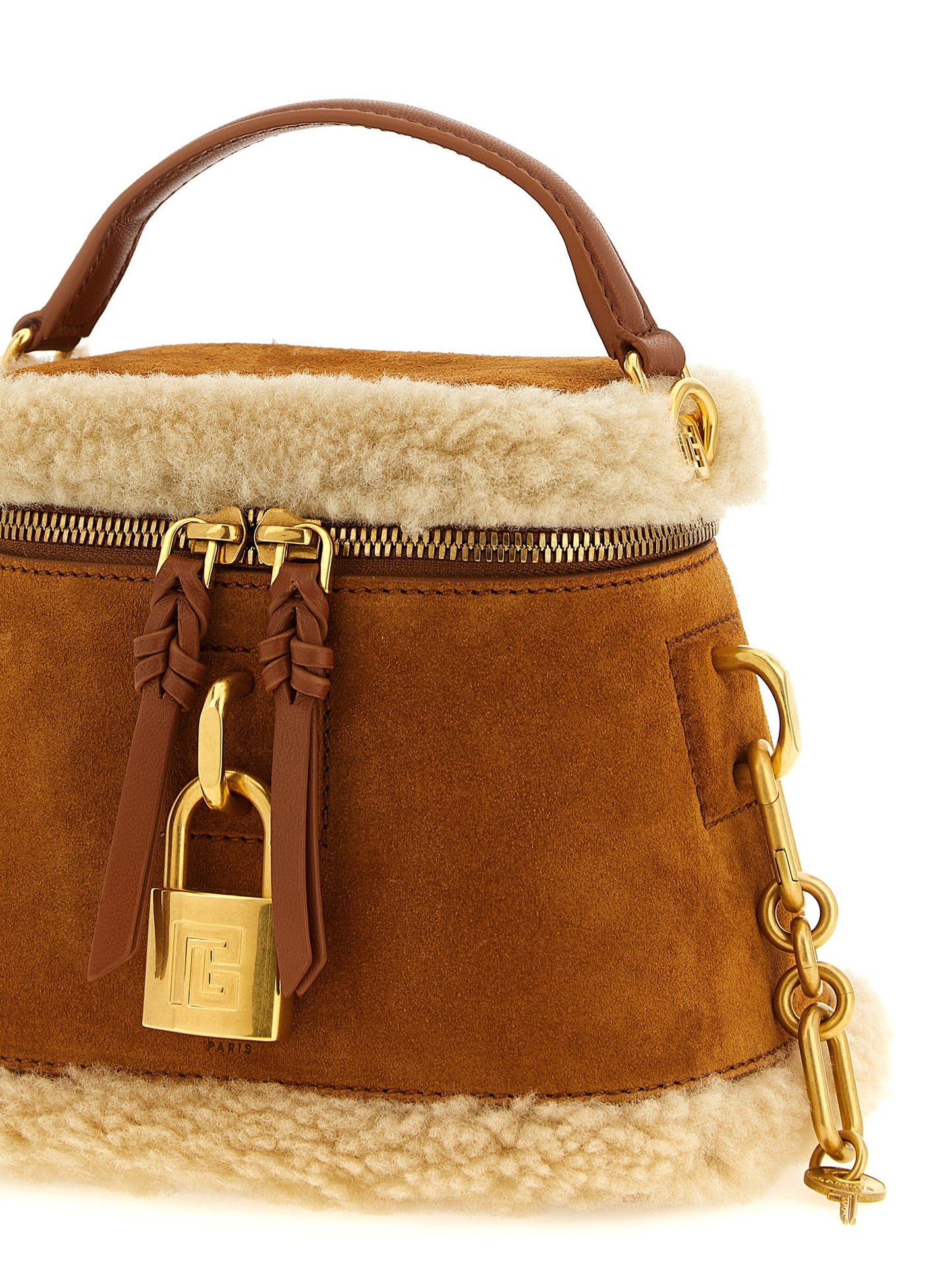 Pulse Vanity Bag in Suede with Shearling Trim