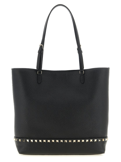Rockstud Medium Tote Bag in Grained Leather