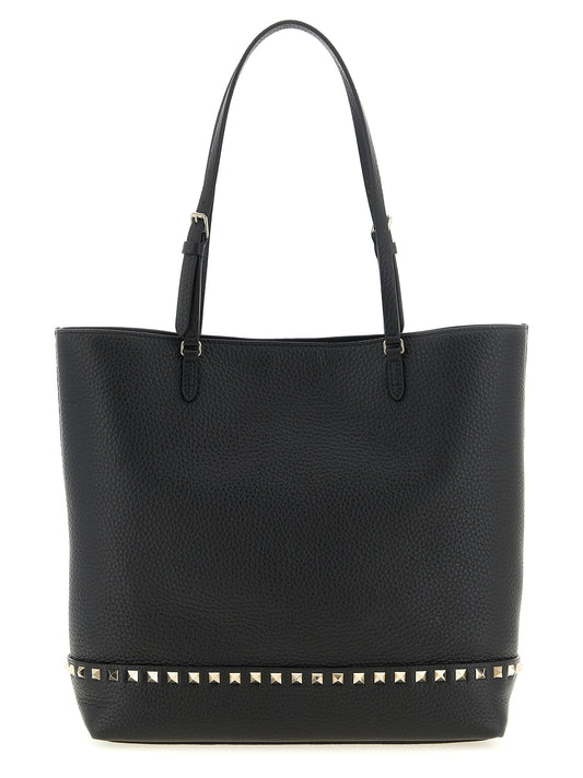 Rockstud Medium Tote Bag in Grained Leather