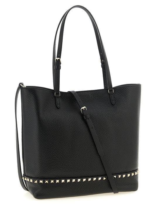 Rockstud Medium Tote Bag in Grained Leather