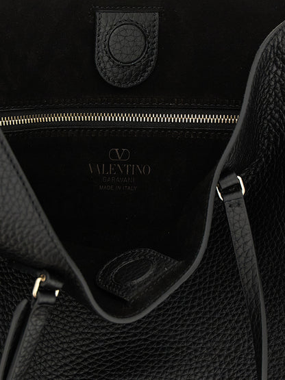 Rockstud Medium Tote Bag in Grained Leather