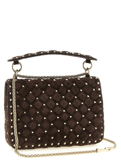 Rockstud Spike Quilted Shoulder Bag in Suede