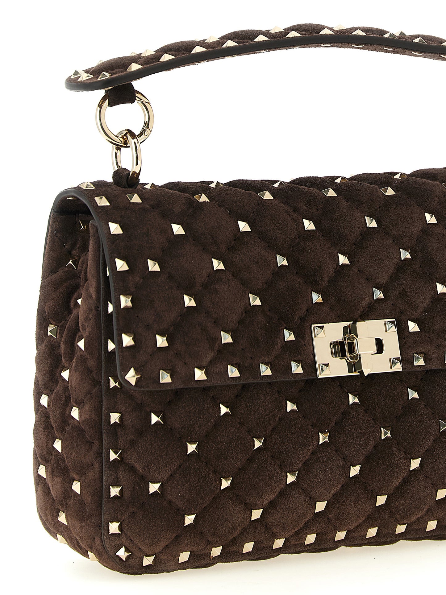 Rockstud Spike Quilted Shoulder Bag in Suede