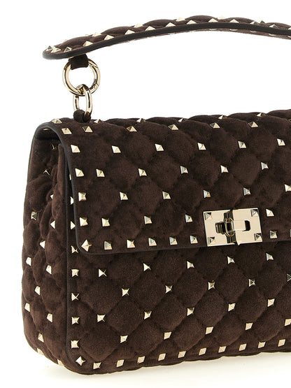 Rockstud Spike Quilted Shoulder Bag in Suede