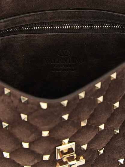 Rockstud Spike Quilted Shoulder Bag in Suede