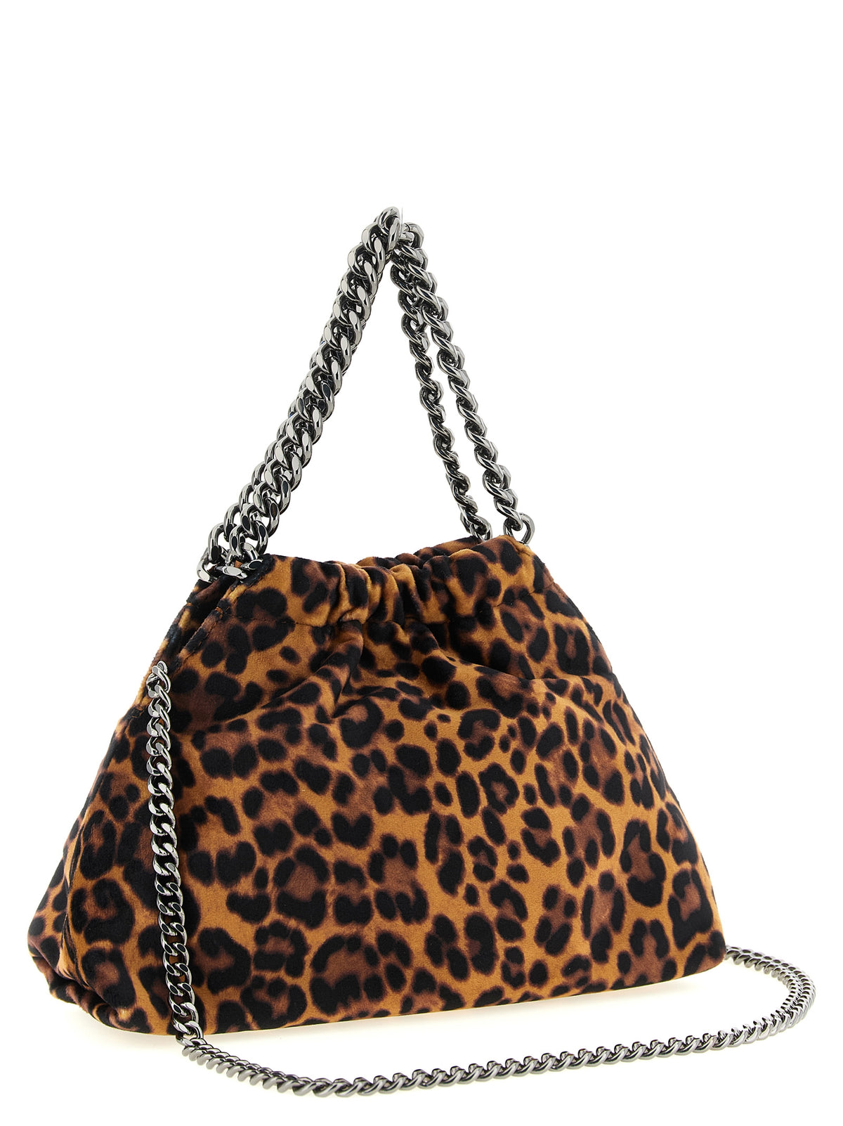 Falabella Mini Drawstring Bag in Leopard-Print Velvet