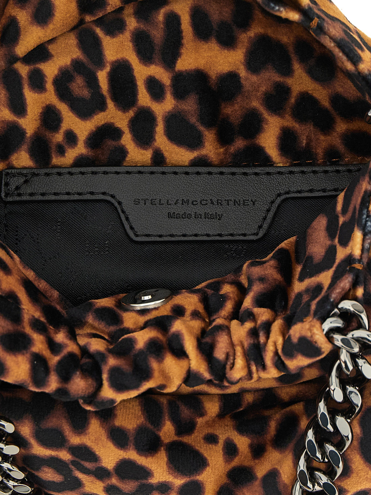 Falabella Mini Drawstring Bag in Leopard-Print Velvet