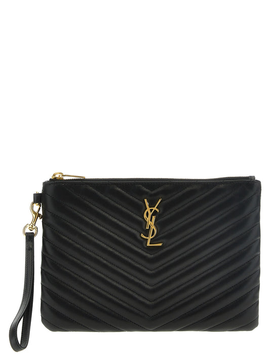 Cassandre Matelassé Wristlet Pouch in Leather