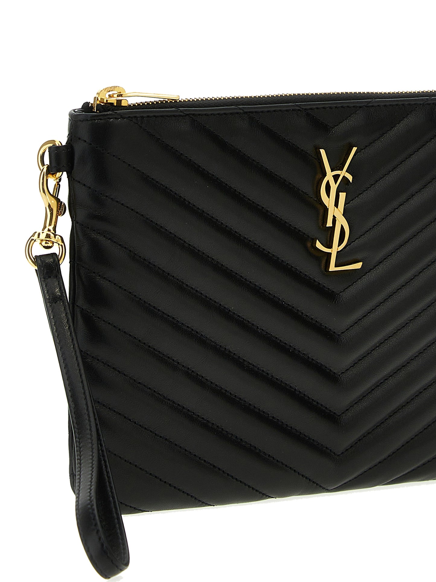 Cassandre Matelassé Wristlet Pouch in Leather