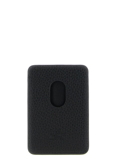 Rockstud Magnetic Card Holder in Grained Leather