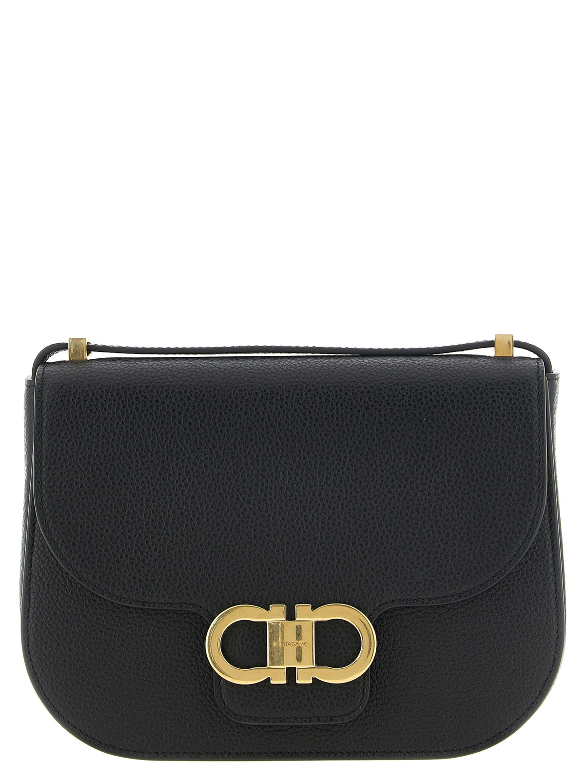 Double Gancini Flap Leather Cross Body Bag