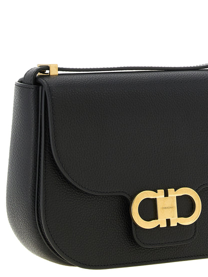 Double Gancini Flap Leather Cross Body Bag