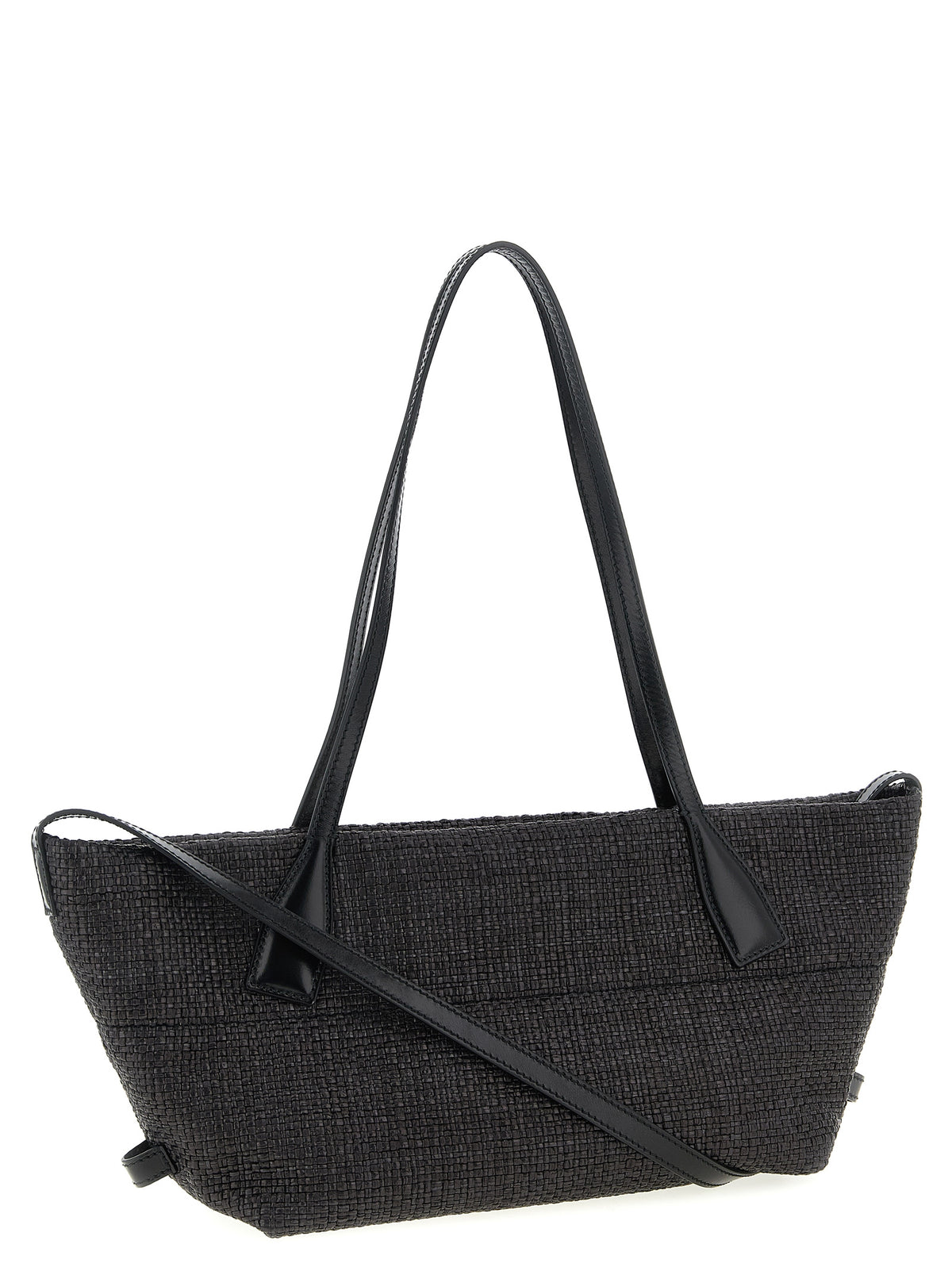 Track Small Raffia & Leather Tote Bag